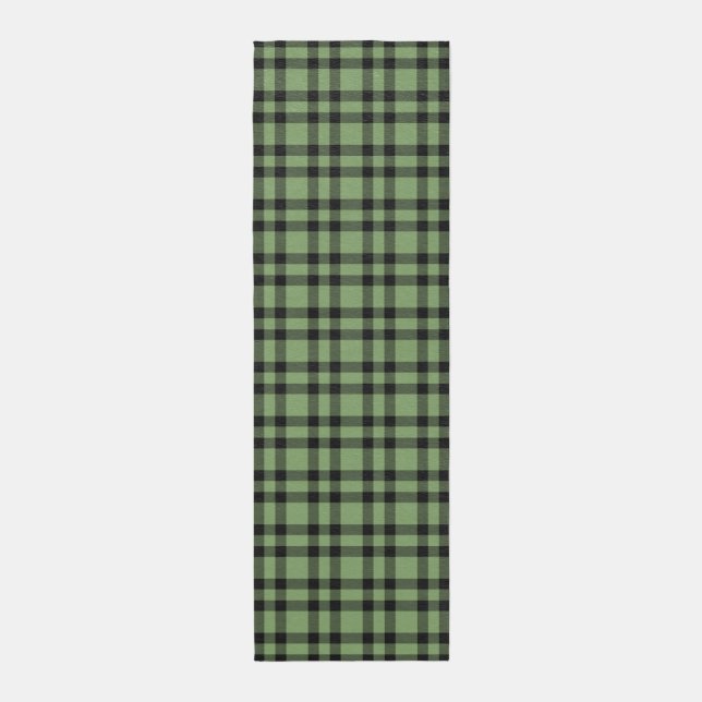 Green Black Plaid Pattern Outdoor Rug (Front (Vertical))