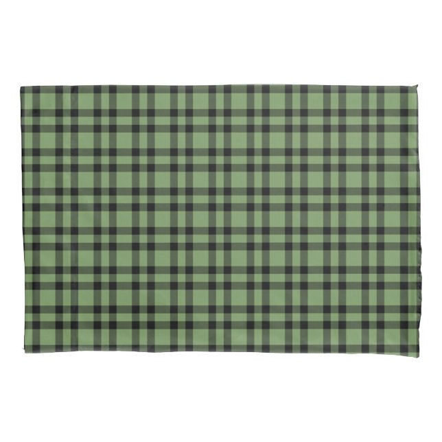 Green Black Plaid Pattern Pillow Case (Front-Left)