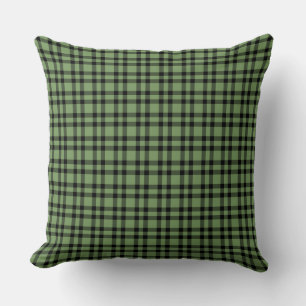 Green Black Plaid Pattern Throw Pillow