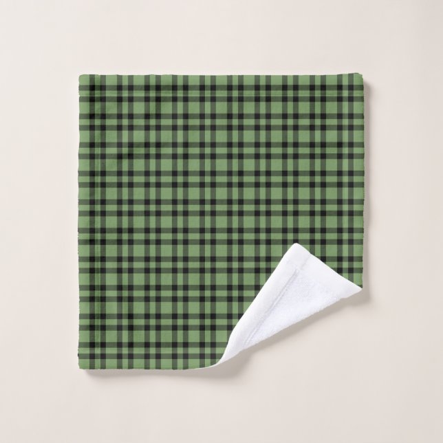 Green Black Plaid Pattern Wash Cloth (Wash Cloth)
