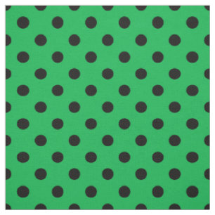 Green Black Polka Dots Textile Fabric