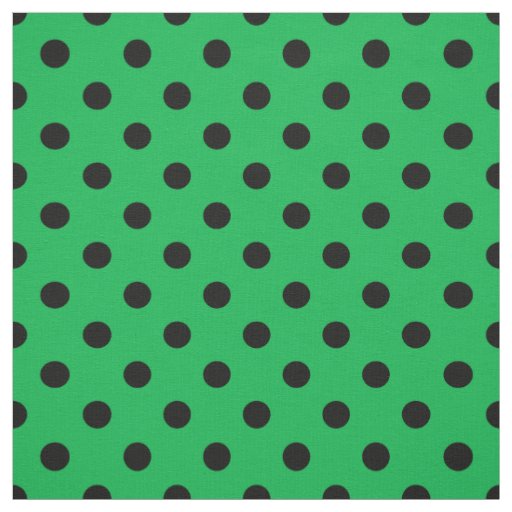 Green Black Polka Dots Textile Fabric