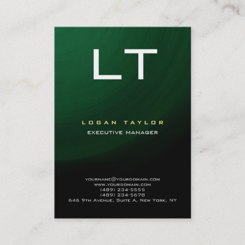 Green Black Professional Modern Vertical Special Business Card