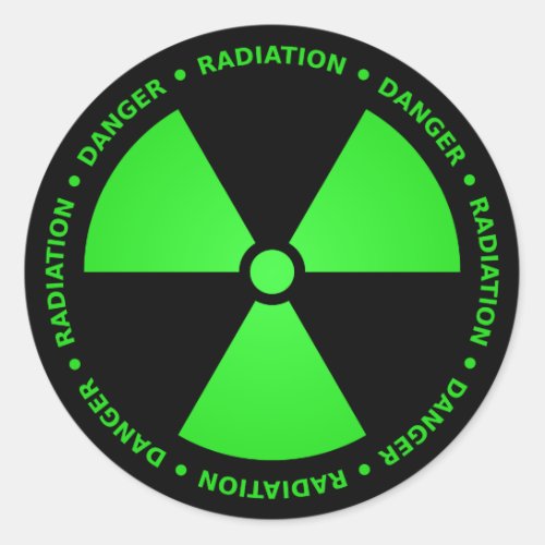 Green  Black Radiation Symbol Sticker