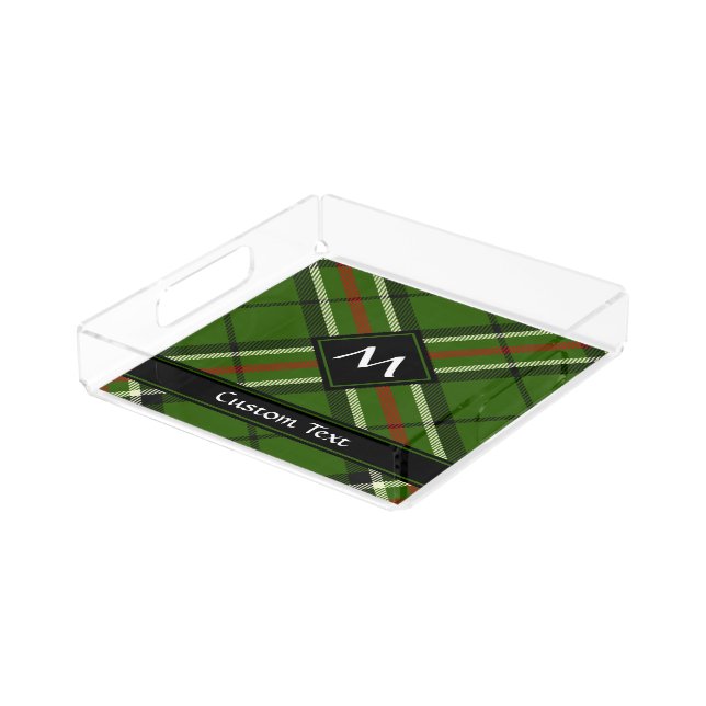 Green, Black, Red and White Tartan Acrylic Tray (Angled)