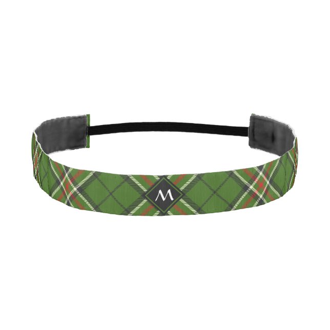 Green, Black, Red and White Tartan Athletic Headband (Front)