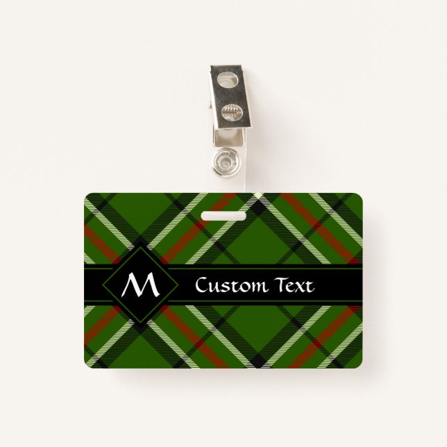 Green, Black, Red and White Tartan Badge (Front with Clip)