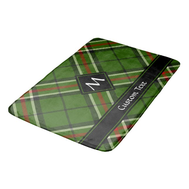 Green, Black, Red and White Tartan Bath Mat (Angled)