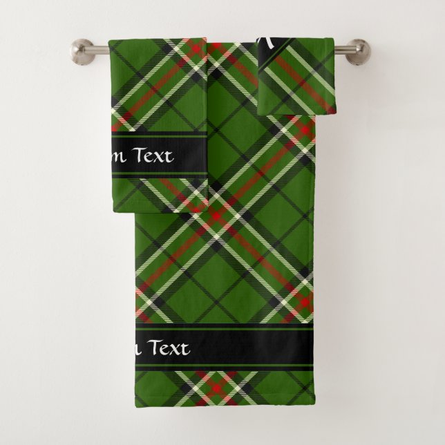 Green, Black, Red and White Tartan Bath Towel Set (Insitu)