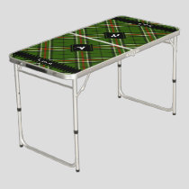 Green, Black, Red and White Tartan Beer Pong Table