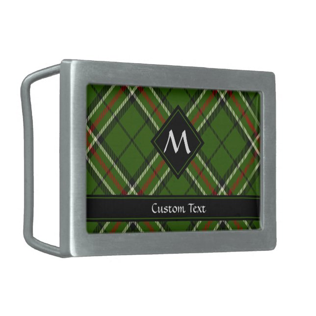 Green, Black, Red and White Tartan Belt Buckle (Front Left)