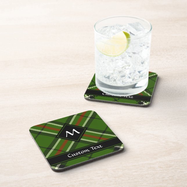Green, Black, Red and White Tartan Beverage Coaster (Right Side)