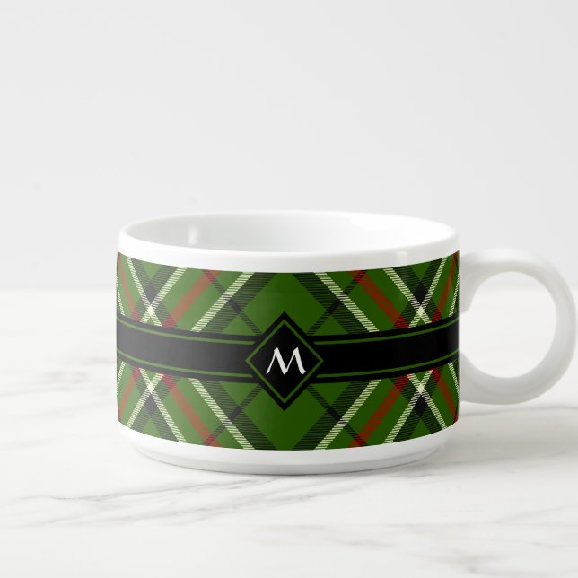 Green, Black, Red and White Tartan Bowl (Left)
