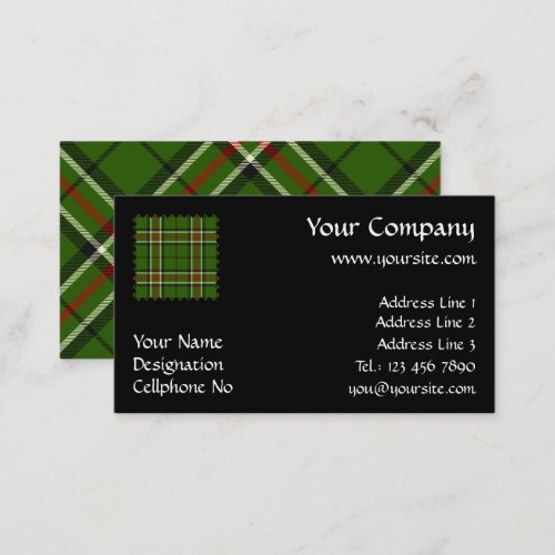 Green Black Red and White Tartan Business Card