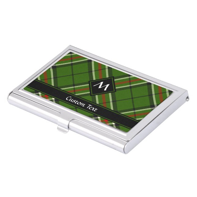 Green, Black, Red and White Tartan Business Card Case (Front)