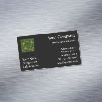 Green, Black, Red and White Tartan Business Card Magnet