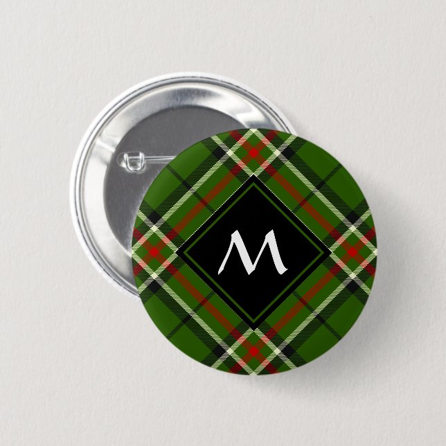 Green, Black, Red and White Tartan Button (Front & Back)