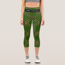 Green, Black, Red and White Tartan Capri Leggings