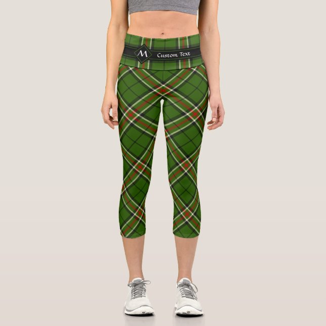 Green, Black, Red and White Tartan Capri Leggings (Front)