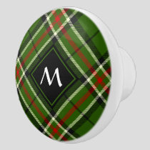 Green, Black, Red and White Tartan Ceramic Knob