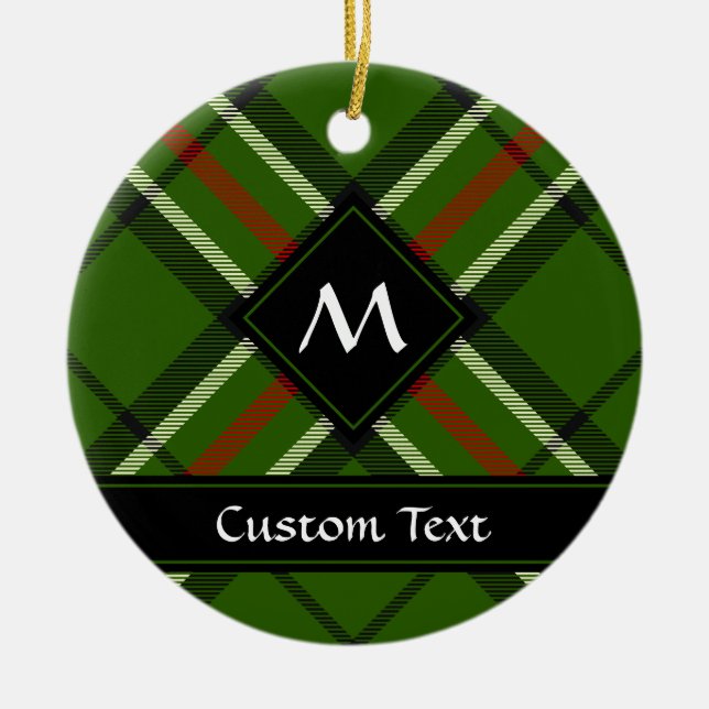 Green, Black, Red and White Tartan Ceramic Ornament (Front)