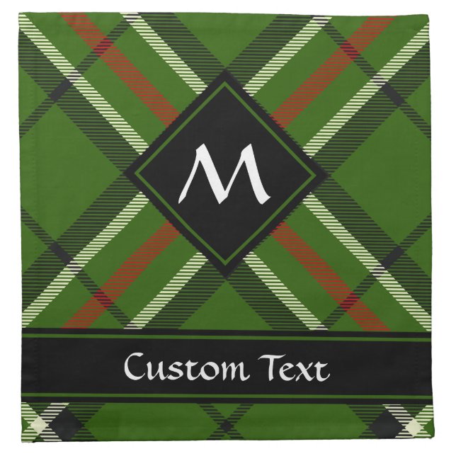 Green, Black, Red and White Tartan Cloth Napkin (Front)