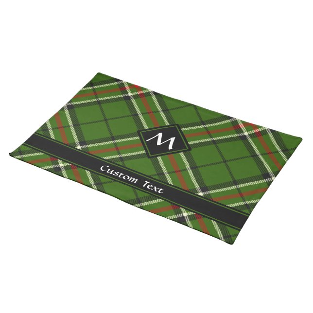 Green, Black, Red and White Tartan Cloth Placemat (On Table)