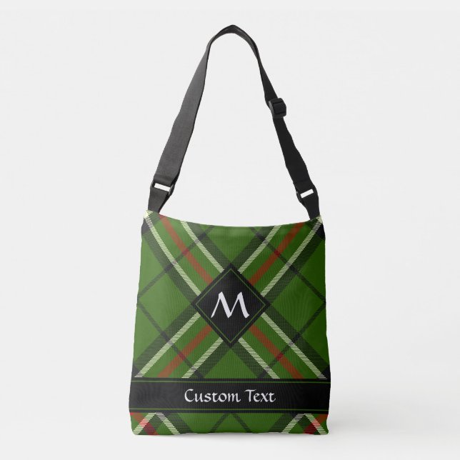 Green, Black, Red and White Tartan Crossbody Bag (Front)