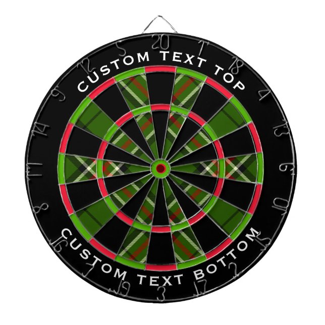 Green, Black, Red and White Tartan Dart Board (Front)