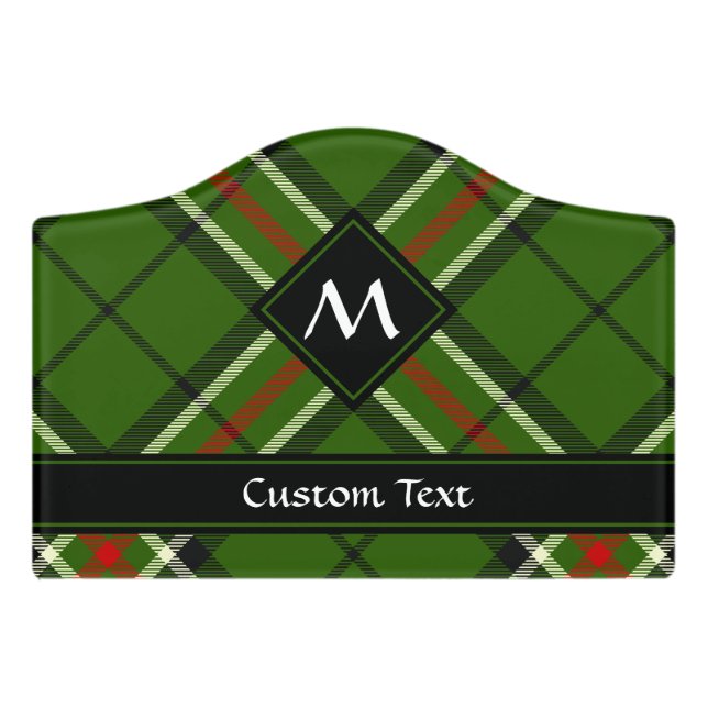Green, Black, Red and White Tartan Door Sign (Small Crest Front)