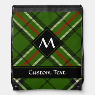 Green, Black, Red and White Tartan Drawstring Bag