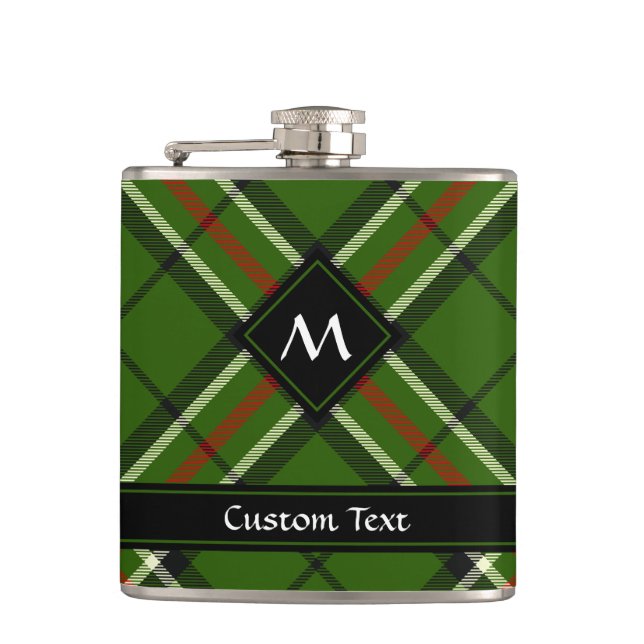 Green, Black, Red and White Tartan Flask (Front)