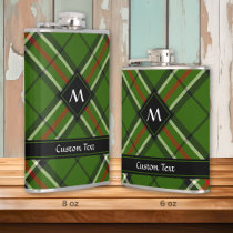 Green, Black, Red and White Tartan Flask