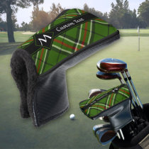 Green, Black, Red and White Tartan Golf Head Cover