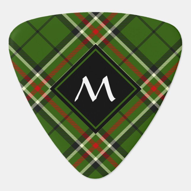 Green, Black, Red and White Tartan Guitar Pick (Front)