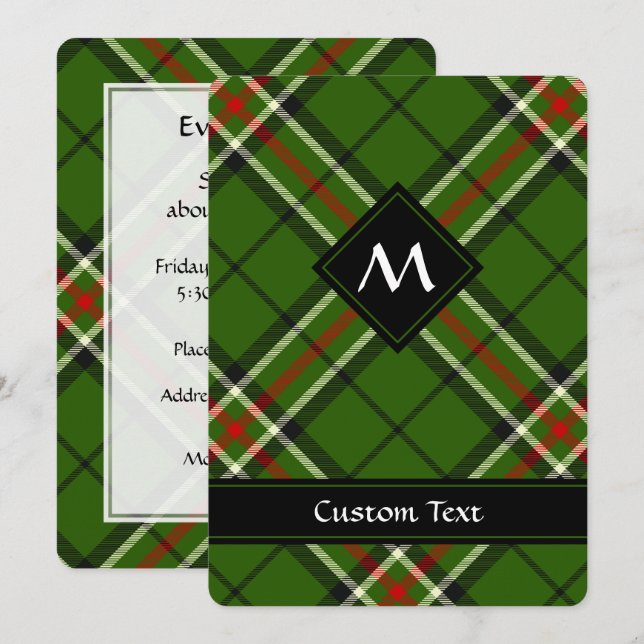 Green, Black, Red and White Tartan Invitation (Front/Back)