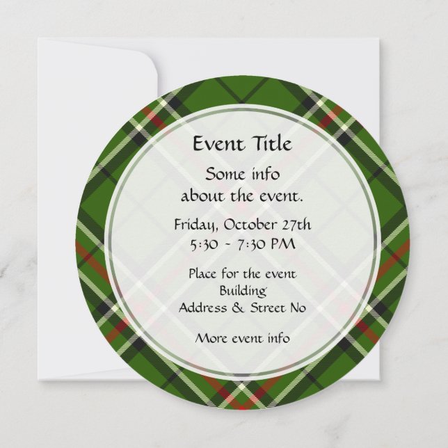 Green, Black, Red and White Tartan Invitation (Back)