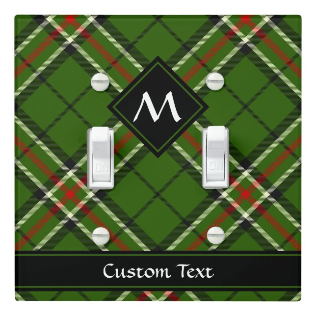 Green, Black, Red and White Tartan Light Switch Cover (In Situ)