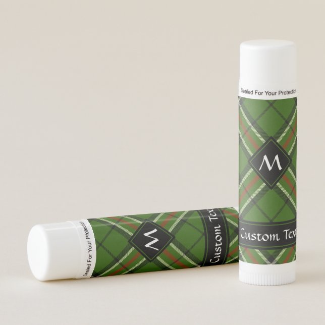 Green, Black, Red and White Tartan Lip Balm (Front)