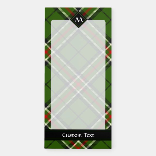 Green, Black, Red and White Tartan Magnetic Notepad (Front)