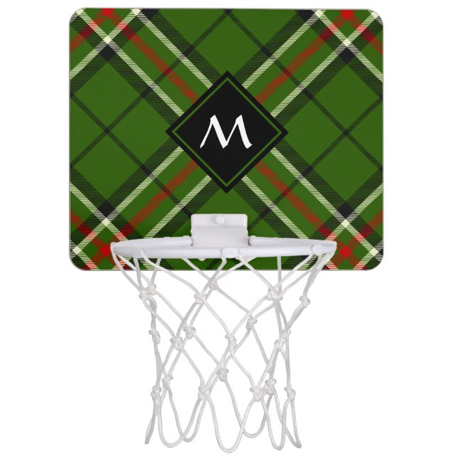 Green, Black, Red and White Tartan Mini Basketball Hoop (Front)