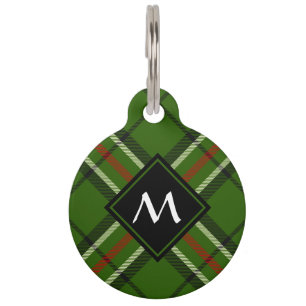Green, Black, Red and White Tartan Pet ID Tag