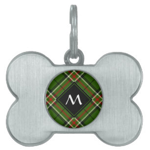 Green, Black, Red and White Tartan Pet ID Tag