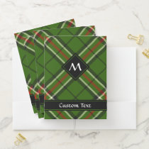 Green, Black, Red and White Tartan Pocket Folder