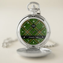 Green, Black, Red and White Tartan Pocket Watch