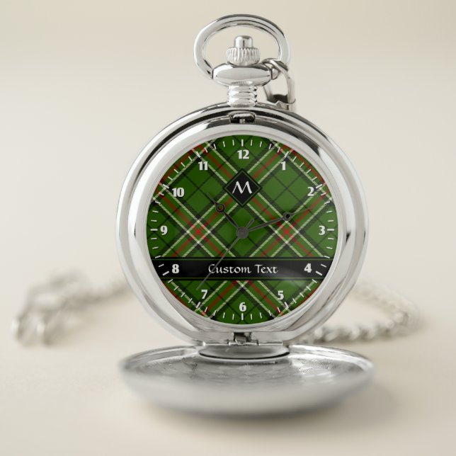 Green, Black, Red and White Tartan Pocket Watch (Inside)