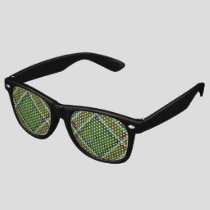 Green, Black, Red and White Tartan Retro Sunglasses