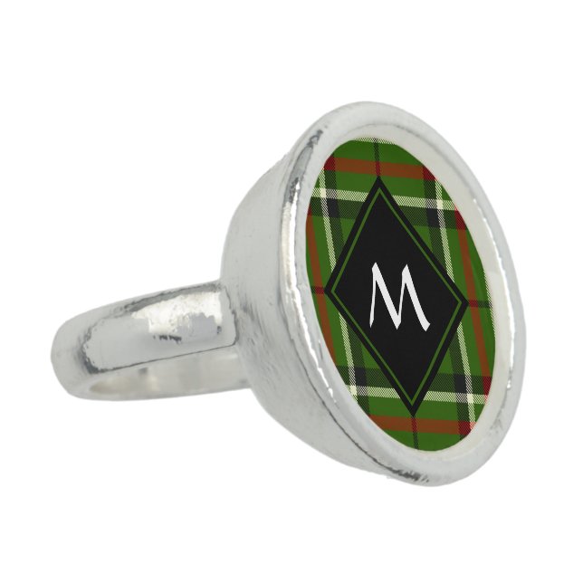 Green, Black, Red and White Tartan Ring (Side)