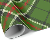 Green, Black, Red and White Tartan Rotated Wrapping Paper