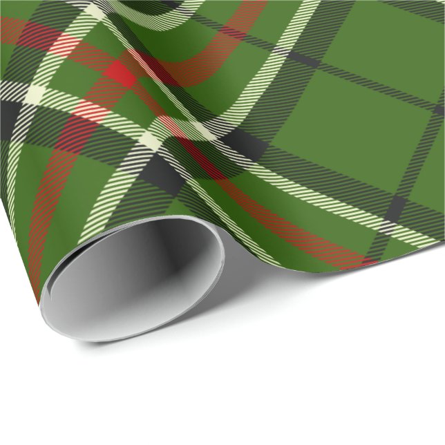 Green, Black, Red and White Tartan Rotated Wrapping Paper (Roll Corner)